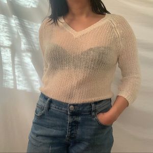 Cream see through knitted top